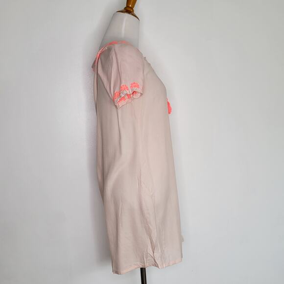 Boden Swim Cover Up Dress Embroidered Pink Viscose V Neck Tassel Women 4 - Picture 2 of 11